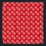 Cute Gold Glitter Paw Prints Red Pet Bandana<br><div class="desc">This adorable bandana for pets features a cute faux gold glitter paw print pattern on a red background. Makes an excellent Christmas or Holiday gift for your pet!</div>