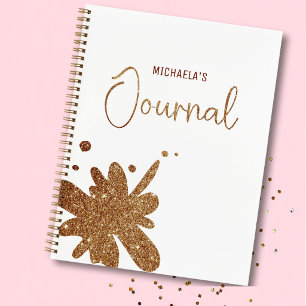 Cute Gold Glitter Splatter Journal Notebook