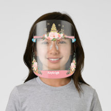 Cute Gold Glitter Unicorn Horn and Pink flowers