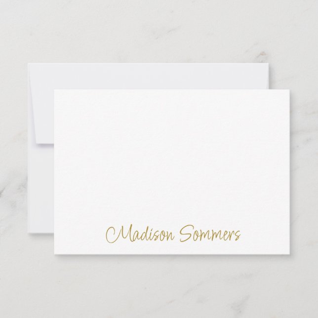 Cute Gold Handwritten Script Name Card (Front)