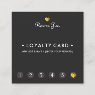 Cute Gold Heart 6 Punch Customer Loyalty Square