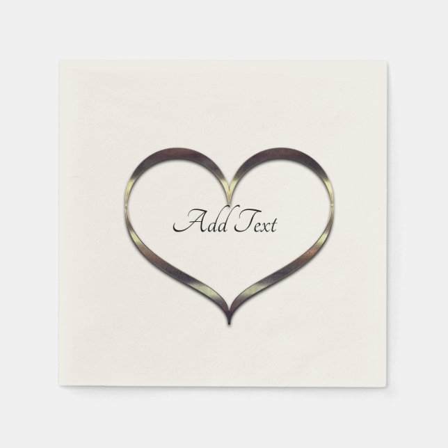Cute Gold Heart Add Text Napkin (Front)