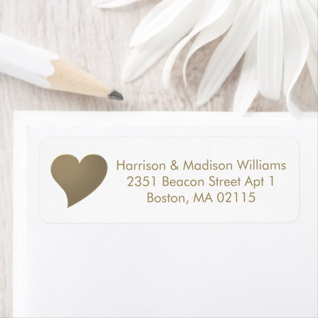 Cute gold heart custom Return Address  (Insitu)