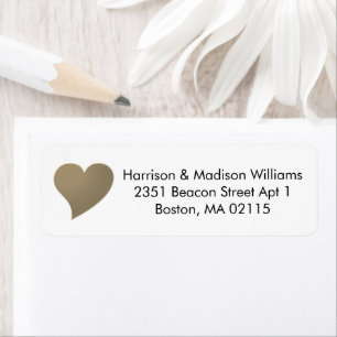 Cute gold heart custom Return Address