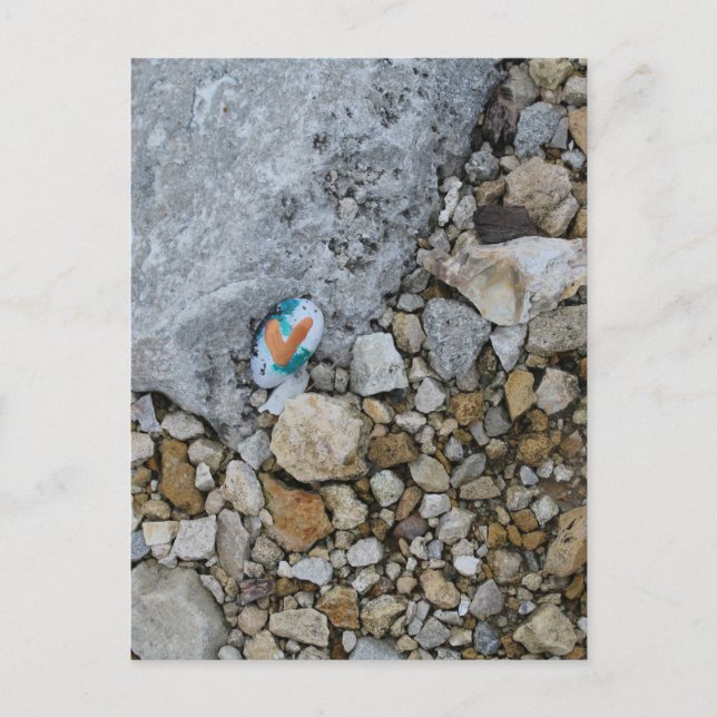 Cute Gold Heart Rock on Burlington, Iowa River Postcard (Front)