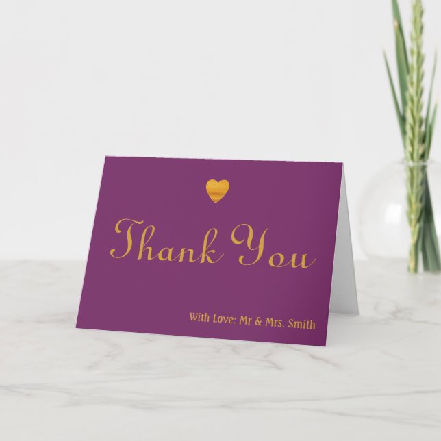Cute Gold Heart Thank You (Front)