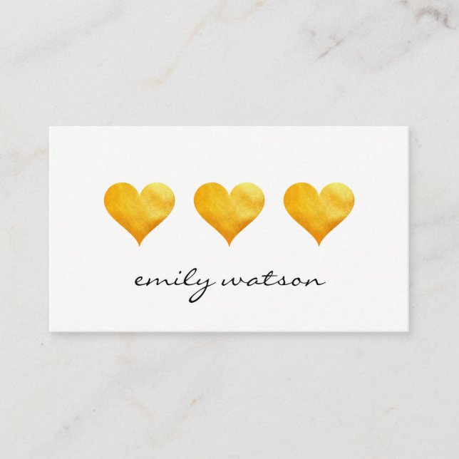 Cute Gold Hearts Business Card (Front)