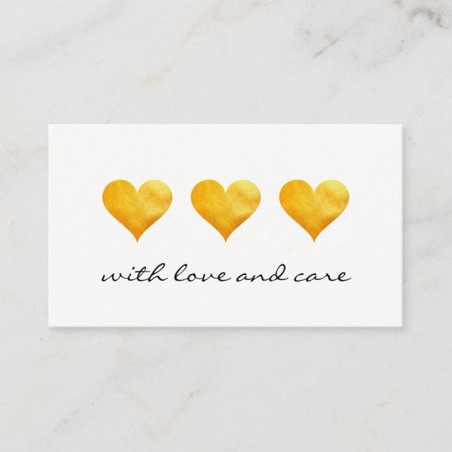 Cute Gold Hearts Thank You Business Card (Front)