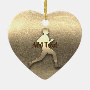 Cute Gold Jogger Athletics Marathon Ceramic Ornament
