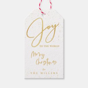 Cute Gold Joy To The World Merry Christmas  Gift Tags