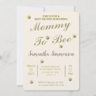 Cute Gold Mom To Bee Baby Shower Invitation