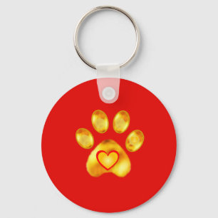 Cute Gold Paw Keychain