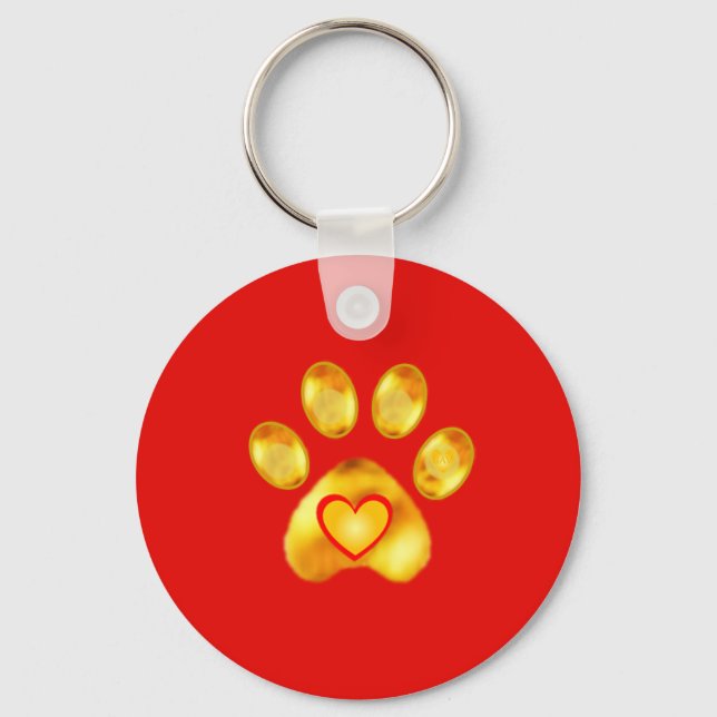 Cute Gold Paw Keychain (Front)