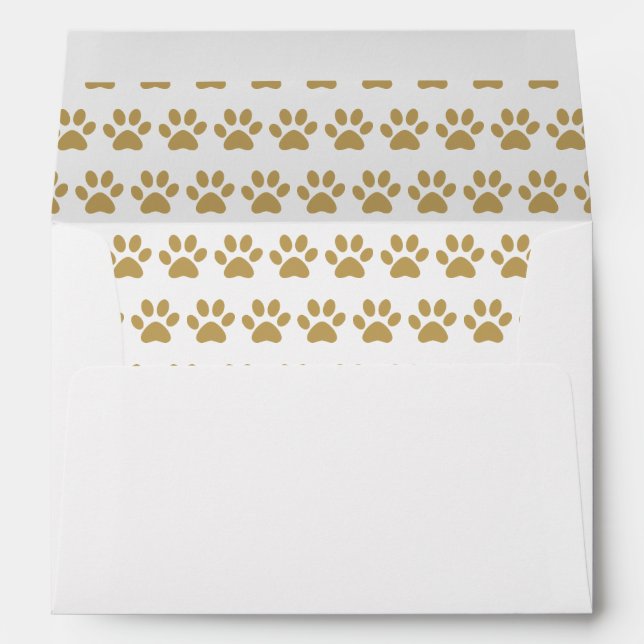 Cute Gold Pawprint Pattern Envelope (Back (Bottom))