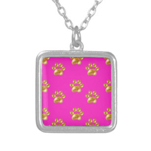 Cute gold paws silver plated necklace