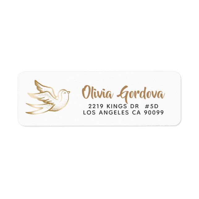 Cute Gold Peace Bird Modern Typography Template (Front)