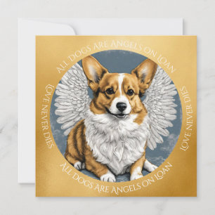 Cute Gold Pembroke Corgi Angel Sympathy Thank You Card