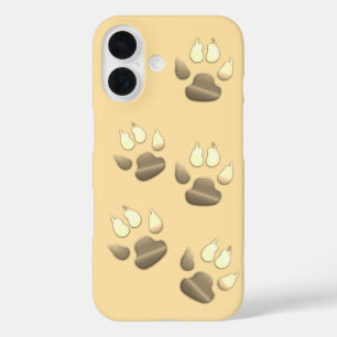 Cute Gold Pet Dog Paws iPhone 16 Case