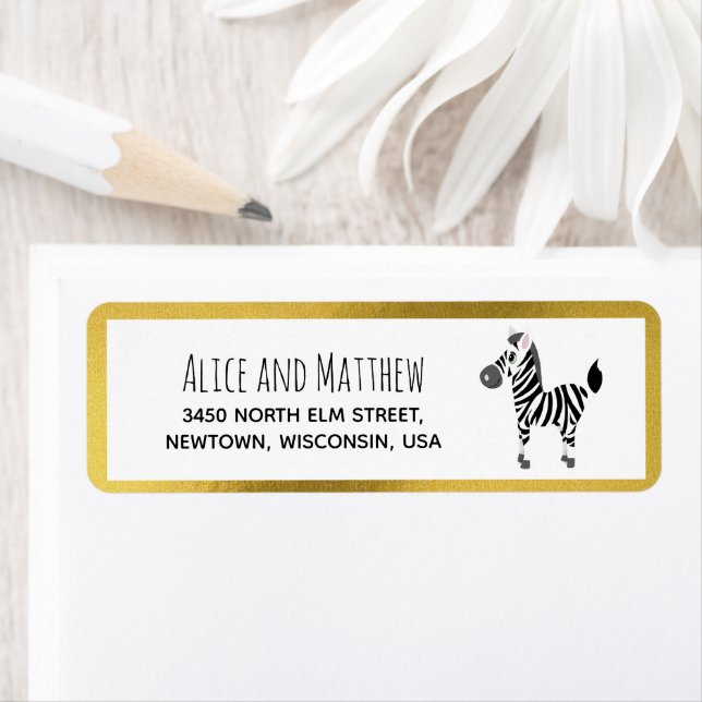 Cute Gold Safari Zebra Baby shower Adresse de reto (En situation)