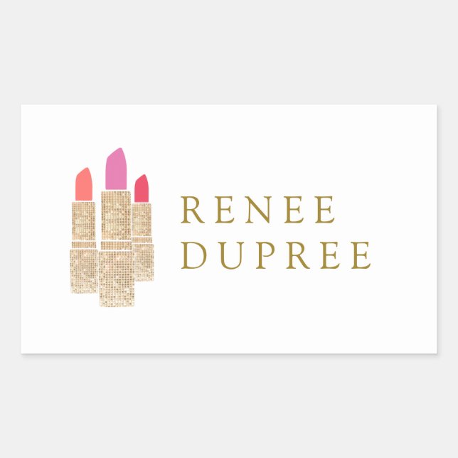 Cute Gold Sequin Lipstick Makeup Artist Beauty Sticker (Front)
