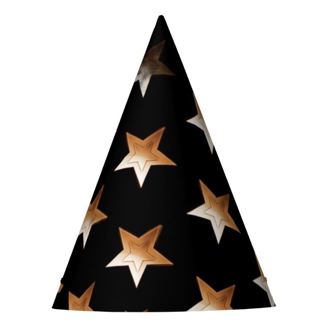 Cute Gold Star Black Wizard Party Hat (Front)