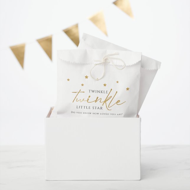 Cute Gold Stars Twinkle Twinkle Baby Shower Favour Bag (Party)