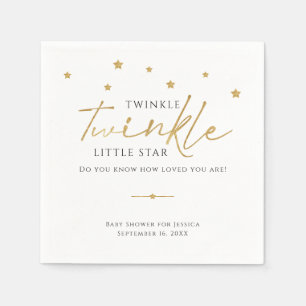 Cute Gold Stars Twinkle Twinkle Baby Shower Napkin