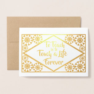 Cute Gold Teacher Appreciation Day Thank You Real Foil Card