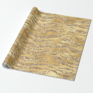 Cute Gold Tiger Skin Print Pattern Animal Lover Wrapping Paper