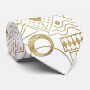 Cute gold white art deco pattern tie