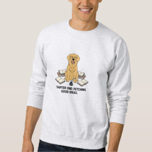 Cute Golden Dog Book Lover Illustration Sweatshirt