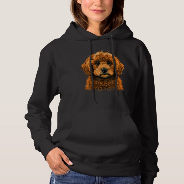 Cute Golden Doodle Dog on Goldendoodle  1 Hoodie (Front)