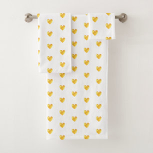 Cute golden hearts bath towel set