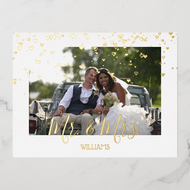 Cute Golden Hearts ,simple Thank you Card (Front)