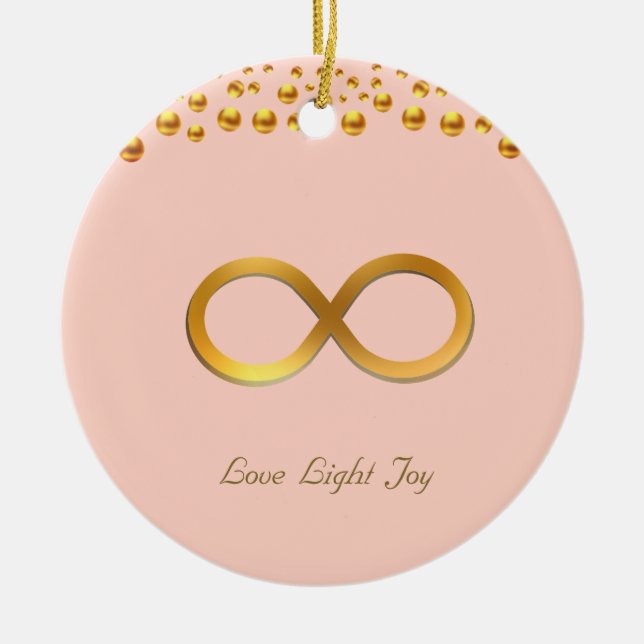 Cute Golden Infinity Symbol Ceramic Ornament (Front)