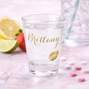 Cute Golden Kiss Lip Print Shot Glass