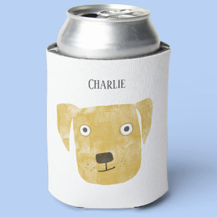 Cute Golden Labrador Retriever Dog Custom Name Can Cooler