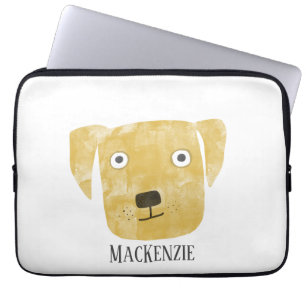 Cute Golden Labrador Retriever Dog Custom Name  Laptop Sleeve