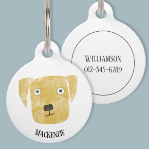 Cute Golden Labrador Retriever Personalized Pet Tag