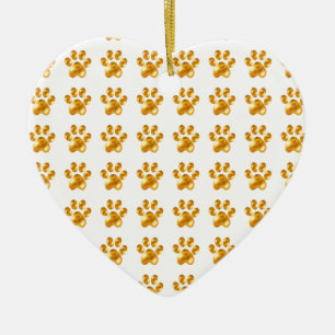 Cute Golden Paws Ceramic Ornament