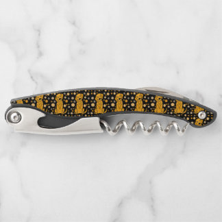 Cute Golden Retriever and Circle Pattern Art Corkscrew