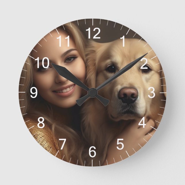 Cute golden retriever Best Dog Mom Ever Mouse Pad Round Clock (Front)