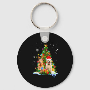 Cute Golden Retriever Christmas Tree Keychain