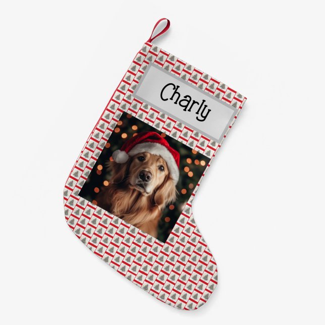 Cute Golden Retriever, Customized With Name, Dog,  Small Christmas Stocking (Front (Hanging))