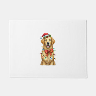 Cute Golden Retriever Dog Coquette Bow Christmas M Doormat
