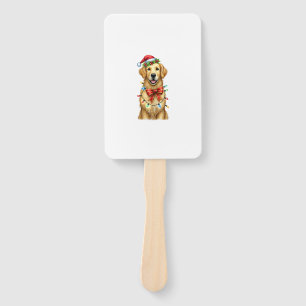 Cute Golden Retriever Dog Coquette Bow Christmas M Hand Fan