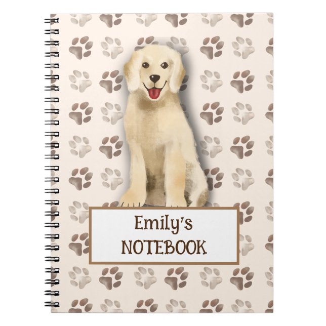 Cute Golden Retriever dog footprint customizable  Notebook (Front)