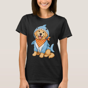 Cute golden retriever dog in blue shark costume T-Shirt