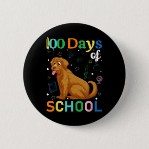 Cute Golden Retriever Dog Lovers Student 100th Day 2 Inch Round Button