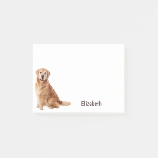 Cute Golden Retriever Dog Personalized Name Post-it Notes (Front)